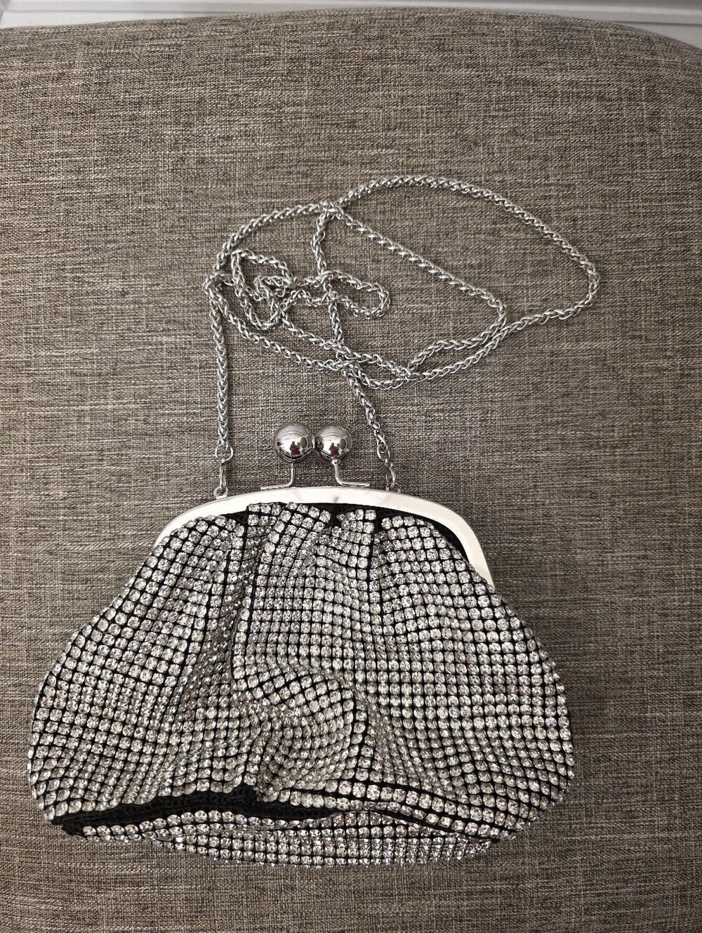 Akira Silver Rhinestone Clutch Crossbody Party Bag